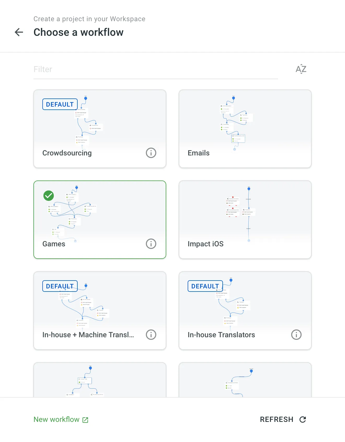 Workflow auswählen
