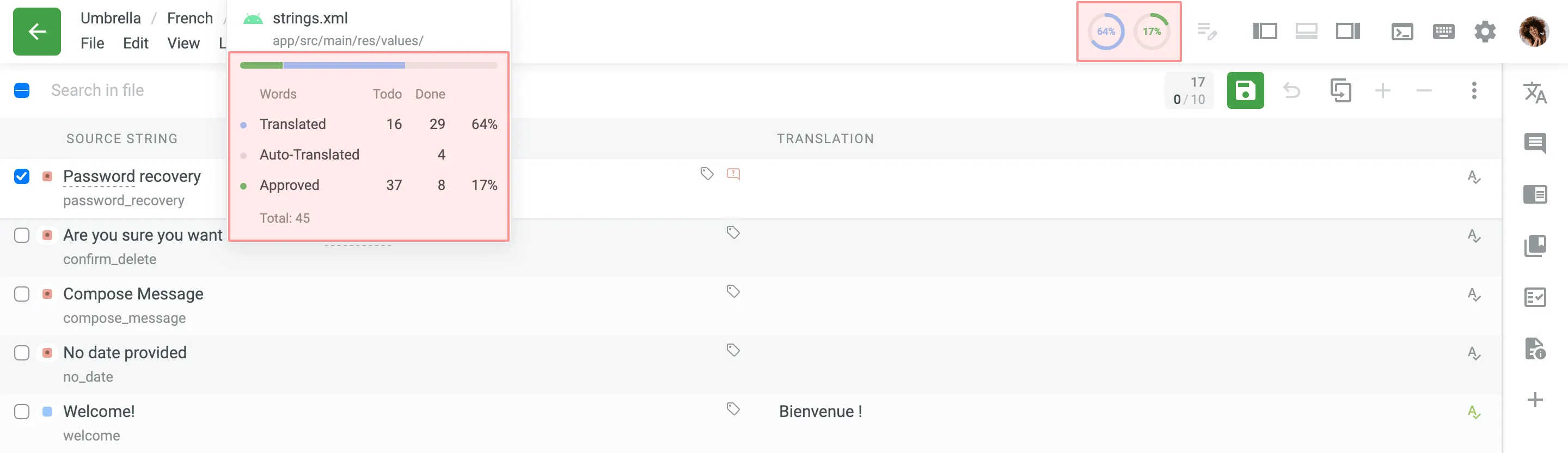 Übersetzung Progress Indicators
