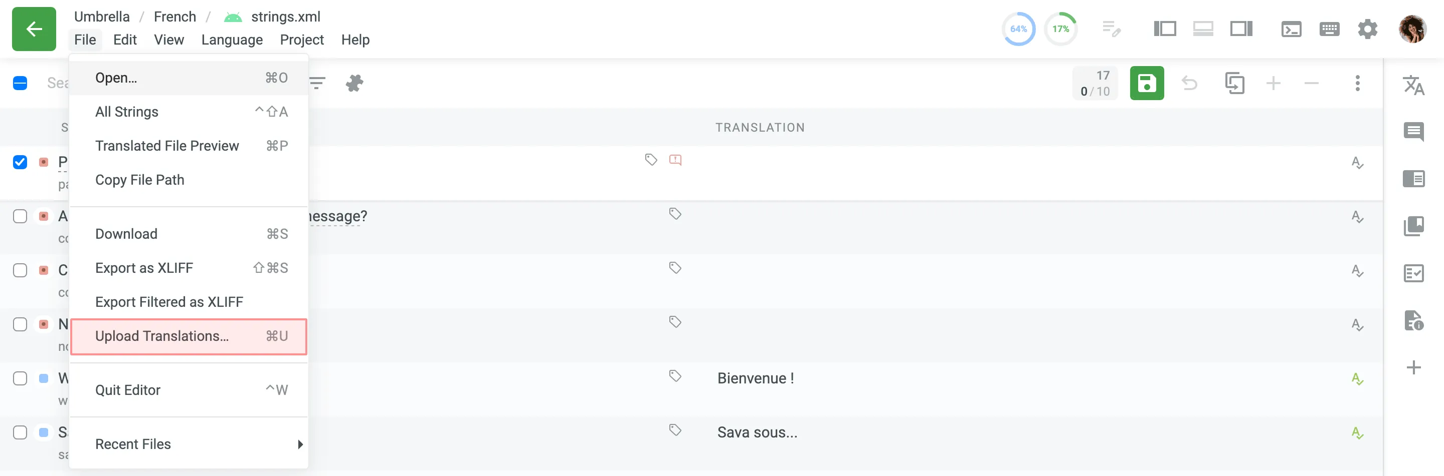 Upload Translations via Editor